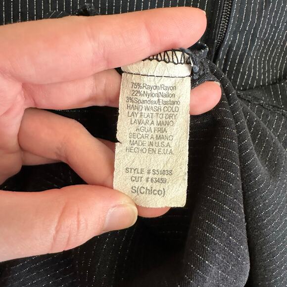 Vintage Y2K Lipsy Black Pinstripe Strapless Buckle Dress Made in USA, Size Small - Picture 8 of 8